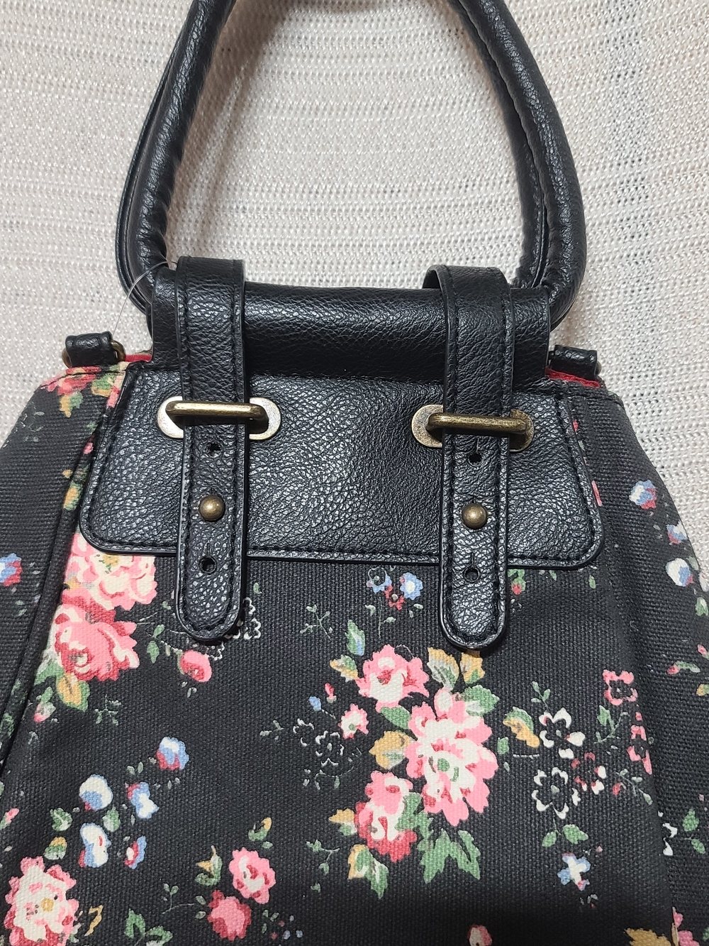 Adam Levine Collection Black Floral Tote with Pink Roses - Picture 5 of 16
